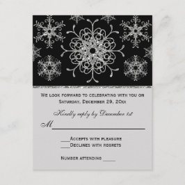 Black Silver Glitzer sieht Snowflakes RSVP Karte a