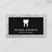 Black Silver Glitzer Tooth Zahnarzt Visitenkarte (Vorderseite)