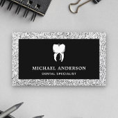 Black Silver Glitzer Tooth Zahnarzt Visitenkarte
