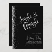 Black Silver Glitzern Jingle Mingle Holiday Party Einladung (Vorne/Hinten)