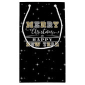Black Silver & Gold Frohe Weihnachten Glück Neues Kleine Geschenktüte (Rückseite)