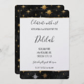 Black Silver Gold Glam Firework Stars Birthday Einladung (Vorne/Hinten)