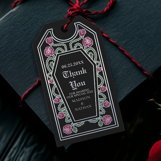 Black Silver Gothic Coffin Rose Hochzeit Vielen Da Geschenkanhänger