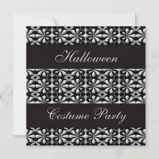 Black & Silver Gothic Halloween-Party Einladung (Vorderseite)