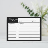 Black Silver Gray Brautparty Rezept Card (Stehend Vorderseite)