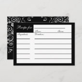 Black Silver Gray Brautparty Rezept Card (Vorne/Hinten)