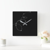 Black Silver Gray Gemms Crystal Swarovski Unendlic Quadratische Wanduhr (Zuhause)