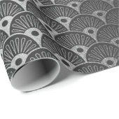 Black Silver Gray Metallic Seashells Art Deco Geschenkpapier (Rolleneckpunkt)