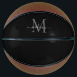 Black Silver Gray Monogram Feminine Girl Script Basketball<br><div class="desc">Elegant Black Silver Gray Monogram Feminine Girly Script Basketball</div>