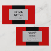 Black Silver Gray Red Strip Muster Visitenkarte (Vorne/Hinten)