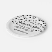 Black Silver Happy New Year 2023 Paper Teller (Schrägansicht)