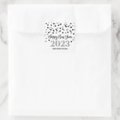 Black Silver Happy New Year 2023 Square Sticker (Tasche)