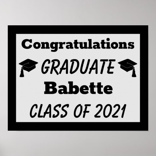 Black Silver Herzlichen Glückwunsch Abschluss Poster (Vorne)