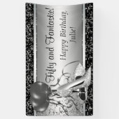 Black Silver High Heel Shoe Geburtstagsparty Banner (Vertikal)