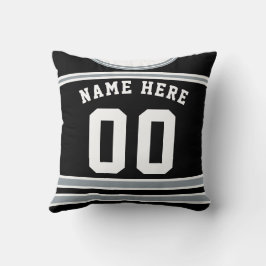 Black Silver Hockey Jersey Name & Number Template Kissen
