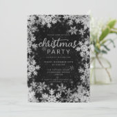Black Silver Imitats Fossil Schneeflocken Party Einladung (Stehend Vorderseite)