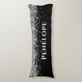 Black Silver Imitats Glitzer Ästhetischer Individu Seitenschläferkissen (Vorderseite Vertikal)