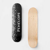 Black Silver Imitats Glitzer Ästhetischer Individu Skateboard (Vorderseite)