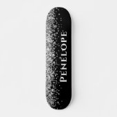 Black Silver Imitats Glitzer Ästhetischer Individu Skateboard (Vorne)