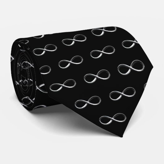 Black & Silver Infinity Pattern Necktie. Krawatte (Gerollt)