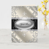 Black Silver Ivory Grußkarte Karte (Gelbe Blume)