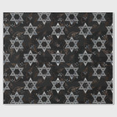 Black Silver Jewish Star Design Wrapping Paper Geschenkpapier (Flach)