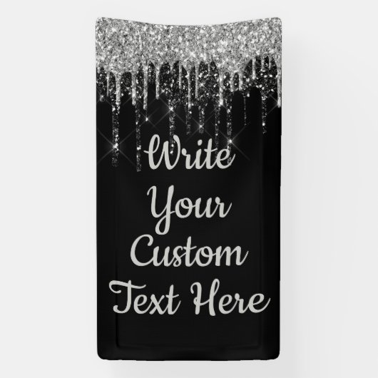 Black Silver Jubiläum Hintergrund Geburtstag Glitz Banner (Vertikal)