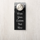 Black Silver Jubiläum Party Geburtstag Glitzer Türanhänger (Auf Knauf)