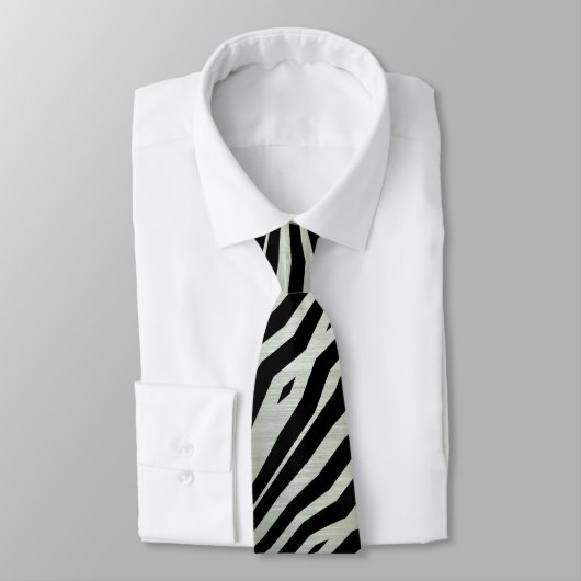 Black & silver Lava Zebra pattern Mens Tie Krawatte (Gebunden)