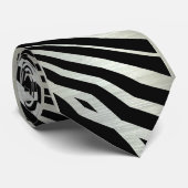 Black & silver Lava Zebra pattern Mens Tie Krawatte (Gerollt)