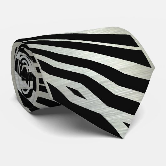 Black & silver Lava Zebra pattern Mens Tie Krawatte (Gerollt)
