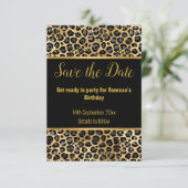 BLACK SILVER LEOPARD SAVE THE DATE 2 UAWG RSVP KARTE (Stehend Vorderseite)