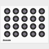 Black Silver Lila 1,5" Round Bat Mitzvah Sticker (Blatt)
