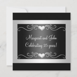 Black Silver Love Hearts 25. Jubiläums-Event 2 Einladung