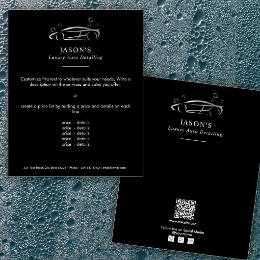 Black & Silver Luxury Auto Detailing Car Cleaning Flyer