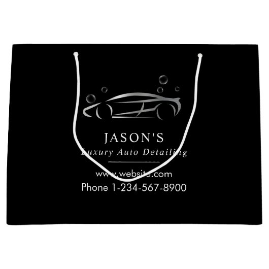 Black & Silver Luxury Auto Detailing Car Cleaning Große Geschenktüte (Vorderseite)