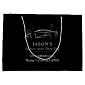 Black & Silver Luxury Auto Detailing Car Cleaning Große Geschenktüte (Rückseite)