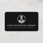 Black Silver Luxus Chauffeur Editable Logo Visitenkarte (Vorderseite)