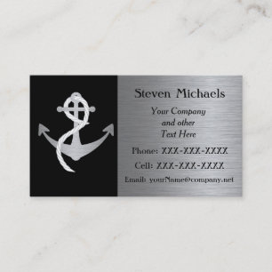 Black & Silver Marine oder Nautic Business Card Visitenkarte