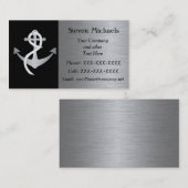 Black & Silver Marine oder Nautic Business Card Visitenkarte (Vorne/Hinten)