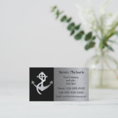 Black & Silver Marine oder Nautic Business Card Visitenkarte (Stehend Vorderseite)