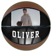 Black Silver Metallic Ball Name Foto Basketball (Vorderseite)