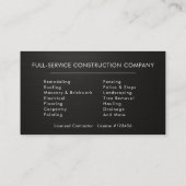 Black Silver Metallic Building Construction  Visitenkarte (Rückseite)