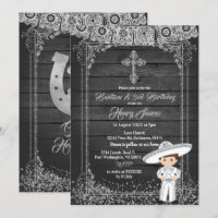 Black Silver Mexican Charro Taufe & 3. Geburtstag