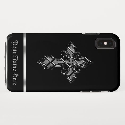 Black Silver Mittelalterliches Cross iPhone XS Max Case-Mate iPhone Hülle (Rückseite (Horizontal))