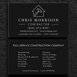 Black Silver Modern Building Construction  Visitenkarte