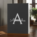 Black Silver Modern Script Girl Monogram Name Bewerbungsmappe<br><div class="desc">Schwarz und Silber Einfache moderne Script Monogram Name Pocket Ordner. Das macht den perfekten 16 Geburtstag,  Hochzeit,  Brautparty,  Jubiläum,  Babydusche oder Junggeselinnen-Abschied Geschenk für jemanden,  der Lieben glamourösen Luxus und schicke Stile.</div>