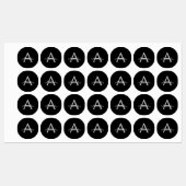 Black Silver Modern Script Girl Monogram Name Etiketten (Blatt)
