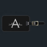 Black Silver Modern Script Girl Monogram Name Gepäckanhänger<br><div class="desc">Schwarz und Silber Monogramm Fügen Sie Ihren eigenen Namen Script Gepäcktasche Tag Die Tasche Tag macht den perfekten süßen 16 Geburtstag,  Hochzeit,  Brautparty,  Babydusche oder Junggeselinnen-Abschied Geschenk für jemanden,  der ihr Zimmer in Stil dekoriert.</div>