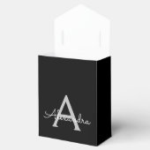 Black Silver Modern Script Girl Monogram Name Geschenkschachtel (Geöffnet)